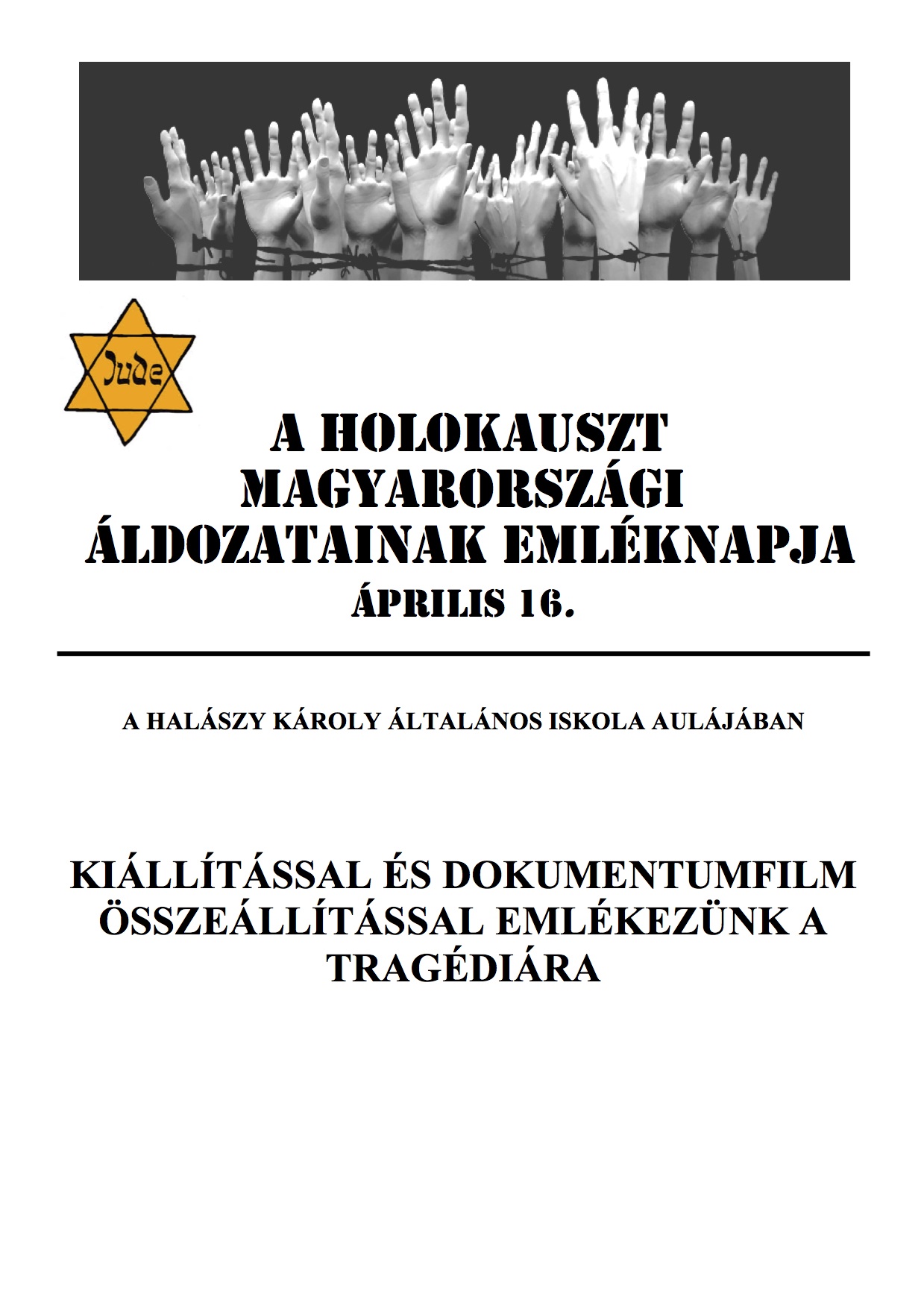 Holokauszt Áldozatainak Emléknapja plakát