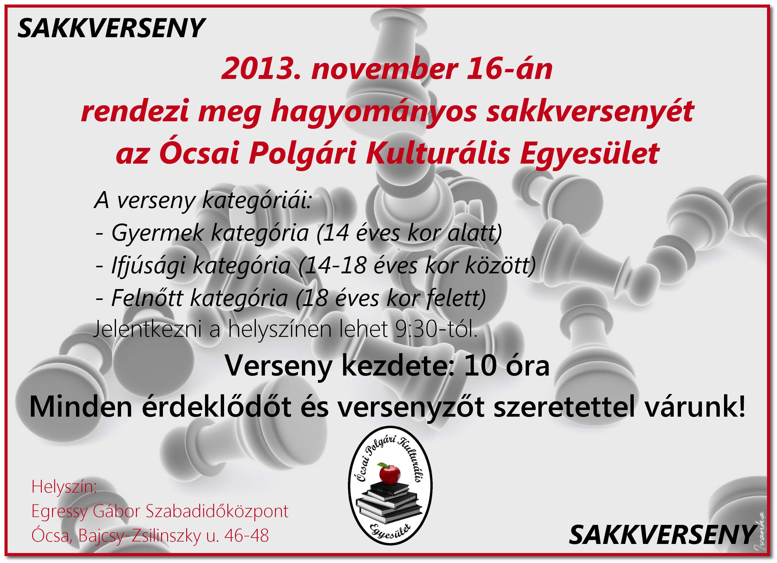 Sakkverseny plakát 2013