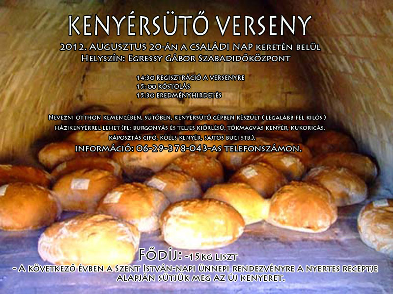 2012. augusztus 20. - kenyérsütő verseny plakát