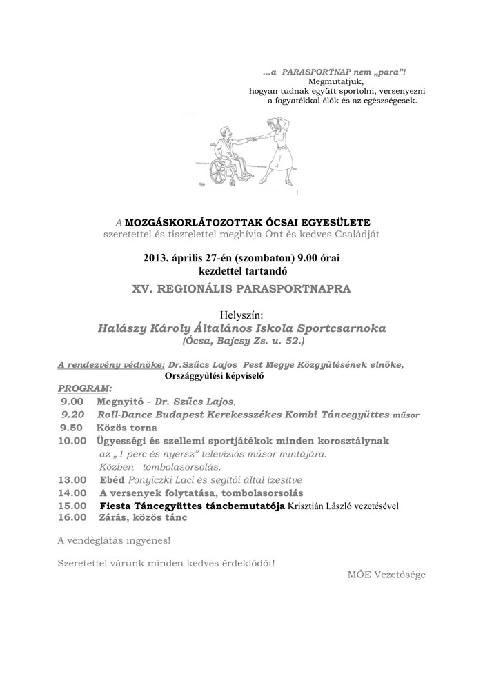 2014. április 27. XV. Regionális Parasportnap plakát